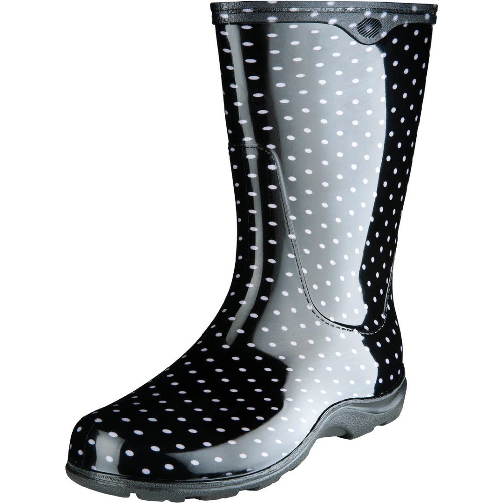 Sloggers Women's Rain Garden Waterproof Boots Black Pink or Lavender Dots size 9